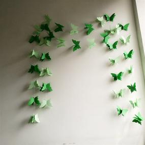 img 3 attached to 🦋 YCT 3D бабочка декоративный гирлянда: комплект из 2 штук длиной 110 дюймов (зеленый) - яркий весенний декор для дома.