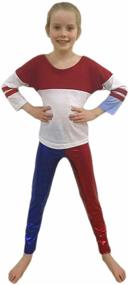 img 1 attached to Girls Liquid Metallic Red Blue Leggings - 👩 Shiny Wet Look Halloween Cosplay Pants for Missy Wear