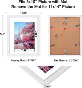 img 1 attached to 🖼️ Set of 2 White 11x14 Picture Frames - Display 8x10 Photos with Mat or 11x14 Without Mat - Vertical or Horizontal Mounts - Ready to Hang - Ideal for Wall Gallery - Photo Frames for Enhanced SEO