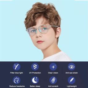 img 3 attached to Kids Blue Light Blocking Glasses For Boys Girls Anti-Slip Computer Gaming Glasses Fake Glasses Frame Anti Eyestrain 2 Pack Children Age 4 To 10 (Black+Light Blue)