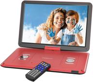 📀 портативный dvd-плеер cooau 17.9" - 15.6" hd экран, 6-часовой аккумулятор, регион-фри - красный логотип
