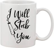 🤣 hilarious nurse week gag gift: 'i will stab you' coffee mug - perfect for nursing graduation and birthdays! find cute cups for nurses and coffee lovers! logo