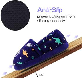 img 2 attached to 🦕 MIXIN Little Kids Boys Indoor Slip-on Slippers: Soft, Warm Memory Foam, Dark Blue Dinosaur Design