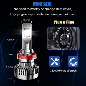 img 1 attached to 🔦 H11 LED Headlight Bulbs with Built-In Decoder | CREE Chips | 12000 Lumens | Super Bright | 6000K Cool White | H9 H8 Hi/Lo Beam | Fog Light Bulb Halogen Replacement Conversion Kit