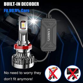 img 3 attached to 🔦 H11 LED Headlight Bulbs with Built-In Decoder | CREE Chips | 12000 Lumens | Super Bright | 6000K Cool White | H9 H8 Hi/Lo Beam | Fog Light Bulb Halogen Replacement Conversion Kit