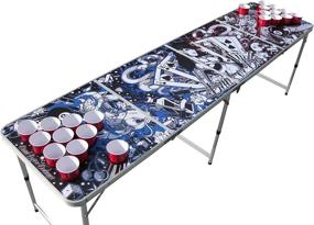 img 4 attached to 🍻 Shop the Ultimate Tattoo Portable Beer Pong Table with Holes Online!