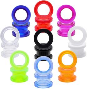 img 4 attached to 👂 Clear UV Acrylic Screw Double Flared Ear Plugs: 9 Pairs of Tunnels for Ear Gauges Piercing - Expand Your Style!