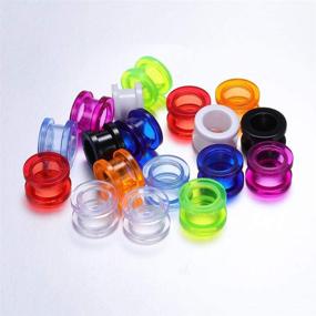 img 1 attached to 👂 Clear UV Acrylic Screw Double Flared Ear Plugs: 9 Pairs of Tunnels for Ear Gauges Piercing - Expand Your Style!