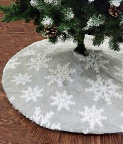 img 4 attached to 🎄 Deluxe AISENO 48 Inch Faux Fur Christmas Tree Skirt: Snowflake Decor for Festive GreyTree Skirt Xmas Decorations