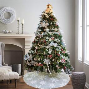 img 1 attached to 🎄 Deluxe AISENO 48 Inch Faux Fur Christmas Tree Skirt: Snowflake Decor for Festive GreyTree Skirt Xmas Decorations