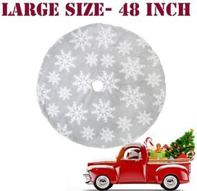 img 3 attached to 🎄 Deluxe AISENO 48 Inch Faux Fur Christmas Tree Skirt: Snowflake Decor for Festive GreyTree Skirt Xmas Decorations