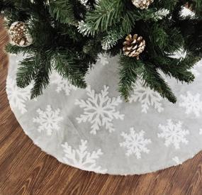 img 2 attached to 🎄 Deluxe AISENO 48 Inch Faux Fur Christmas Tree Skirt: Snowflake Decor for Festive GreyTree Skirt Xmas Decorations