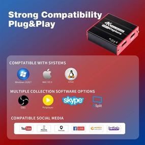 img 2 attached to Улучшенная карта захвата игр 4K для записи видео высокого качества и прямой трансляции - HDMI USB3.0 игровая карта захвата для Switch PS5/4/3 Xbox Will U DSLR, с нулевым временным запаздыванием