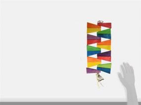 img 1 attached to 🐦 Featherland Paradise: Hanging Bird Toy with Multicolored Spinning Wood Shapes