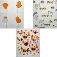 🐓 efficient mixed chickens swedish dishcloths set - eco-friendly, absorbent, reusable cleaning cloths (3 designs included) logo