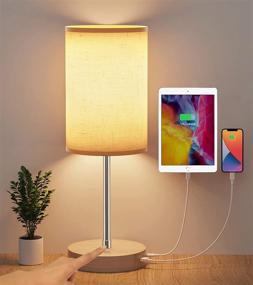 img 4 attached to Modern LED Bedside Table Lamp with USB Port, Touch Control and Adjustable Height for Bedroom - Dimmable Nightstand and Desk Lamp with Brightness Base for Living Room