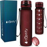 🚰 cuptify maroon frosted 32oz bpa free water bottle: stay hydrated with time marker, infuser, and fast flow – perfect for fitness, gym, and outdoors logo