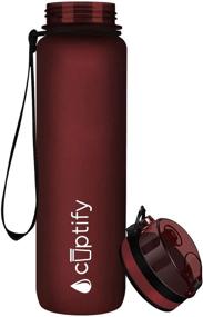 img 3 attached to 🚰 Cuptify Maroon Frosted 32oz BPA Free Water Bottle: Stay Hydrated with Time Marker, Infuser, and Fast Flow – Perfect for Fitness, Gym, and Outdoors