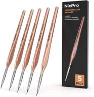 🖌️ nicpro miniature painting detail brushes 5 pcs ultra fine tip 000 professional artist set round 3/0 for micro watercolor oil acrylic craft models rock army paint by number kits for adults logo