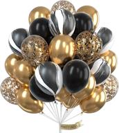 🎈 70 pcs gold and black balloons set - black, white, marble & metallic gold balloons plus confetti, ideal for great gatsby, hollywood or 1920 party decor logo