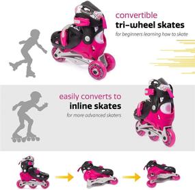 img 3 attached to 🛼 New Bounce Roller Skates for Little Kids - Shoe Size EU 28-31, US Kids Junior Size 8-11, 2-in-1 Roller Skates for Girls, Converts from Tri-Wheel to Inline Skates - Beginners' Rollerskates, Pink