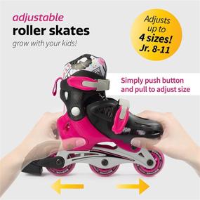 img 2 attached to 🛼 New Bounce Roller Skates for Little Kids - Shoe Size EU 28-31, US Kids Junior Size 8-11, 2-in-1 Roller Skates for Girls, Converts from Tri-Wheel to Inline Skates - Beginners' Rollerskates, Pink