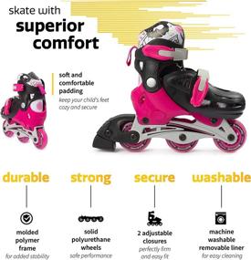 img 1 attached to 🛼 New Bounce Roller Skates for Little Kids - Shoe Size EU 28-31, US Kids Junior Size 8-11, 2-in-1 Roller Skates for Girls, Converts from Tri-Wheel to Inline Skates - Beginners' Rollerskates, Pink