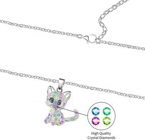 img 1 attached to 🌈 CANIPHA Cat Pendant Necklace: Adorable Rainbow Rhinestone Jewelry for Girls and Women