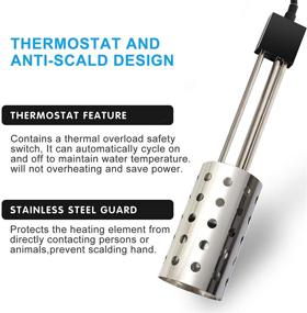 img 3 attached to 🔥 Гесайл 1500 Вт электрический нагреватель: ковш для нагревания воды с защитой из нержавеющей стали, термостатом и автоматическим отключением - быстро нагревает 5 галлонов за несколько минут