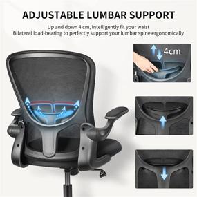 img 1 attached to 🪑 Black Home Office Chair - mfavour Ergonomic Office Chair with Flip-up Armrest, Lumbar Support, and Computer Mesh Design for Home Office