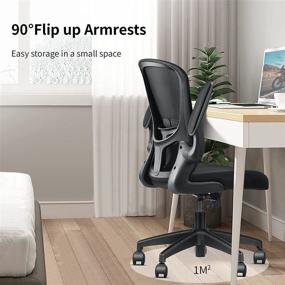 img 3 attached to 🪑 Black Home Office Chair - mfavour Ergonomic Office Chair with Flip-up Armrest, Lumbar Support, and Computer Mesh Design for Home Office