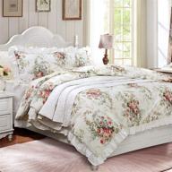 🌸 fadfay farmhouse bedding: elegant floral duvet cover for girls bedroom - vintage rose print with ruffle lace - super soft cotton - full size 3-piece set logo