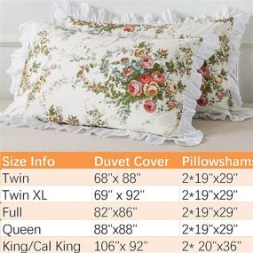 img 1 attached to 🌸 FADFAY Farmhouse Bedding: Elegant Floral Duvet Cover for Girls Bedroom - Vintage Rose Print with Ruffle Lace - Super Soft Cotton - Full Size 3-Piece Set