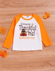 img 3 attached to 🦃 Adorable Toddler Boy Turkey Tops for Thanksgiving: Long Sleeve Tee with Thankful Letter Print - Perfect Thanksgiving Shirts for Boys