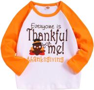 🦃 adorable toddler boy turkey tops for thanksgiving: long sleeve tee with thankful letter print - perfect thanksgiving shirts for boys logo