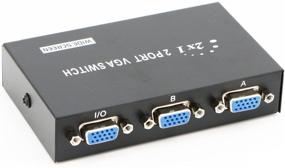 img 2 attached to 🖥️ PASOW VGA 2 в 1 Из 2 порта VGA переключатель - Черный, нажмите кнопку двусторонний переключатель VGA видео для ПК, ТВ, монитор