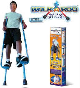 img 1 attached to Air Kicks Geospace Original Walkaroo Stilts (Steel) - Ergonomic Design for Easy Balance Walking (Blue)