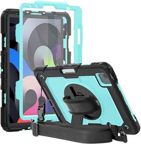 img 4 attached to 📱 Herize iPad Air 4 Case 10.9 Inch with Screen Protector – Heavy Duty Rugged Silicone Protective Cover with Stand, Pencil Holder, Shoulder Strap, and Hand Strap – Compatible with iPad Pro 11 2020