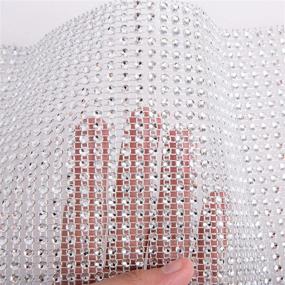 img 3 attached to 💎 КИНДЖОЕК 2 рулона по 10 ярдов Bling Rhinestone Diamond Mesh Ribbon Wrap - Потрясающие 60 футов серебряного бриллианта для DIY, свадьбы, тортов, дней рождения, ремесел и многого другого!