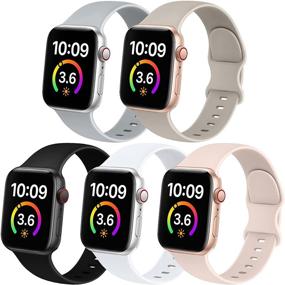 img 4 attached to Набор из 5 ремешков, совместимых с Apple Watch Band 38 мм 40 мм 41 мм 42 мм 44 мм 45 мм, женские мужские аксессуары и запасные части