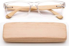 img 3 attached to Bamboo Reading Glasses Genuine Rectangular Vision Care