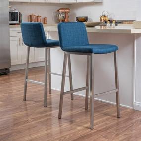 img 3 attached to 🔵 Blue Christopher Knight Home Sabiniano Fabric Barstools, Set of 2: Enhance Your Style