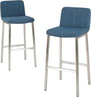 🔵 blue christopher knight home sabiniano fabric barstools, set of 2: enhance your style logo