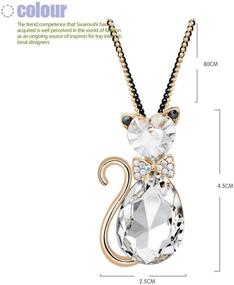 img 3 attached to Rigant Gold Plated Heart Cut & Teardrop Swarovski Elements Crystal Bow Tie Cat Animal Pendant Long Chain Necklace - Elegant Jewelry Statement Piece
