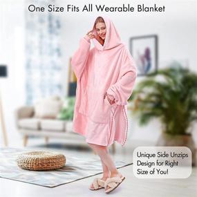 img 2 attached to 🧥 Bufims Oversized Wearable Blanket: Cozy Sweatshirt Blanket with Zipper for Women - Lightweight, Warm Pink Fleece Hoodie Gifts for Moms & Sisters