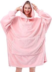 img 4 attached to 🧥 Bufims Oversized Wearable Blanket: Cozy Sweatshirt Blanket with Zipper for Women - Lightweight, Warm Pink Fleece Hoodie Gifts for Moms & Sisters