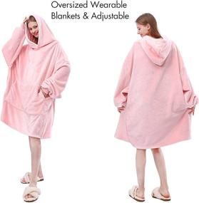 img 3 attached to 🧥 Bufims Oversized Wearable Blanket: Cozy Sweatshirt Blanket with Zipper for Women - Lightweight, Warm Pink Fleece Hoodie Gifts for Moms & Sisters