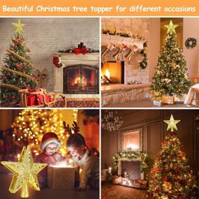 img 2 attached to Yostyle Lighted Star Tree Topper with LED Rotating Snowflake Projector - 3D Hollow Golden Star Snowflake Xmas Tree Decorations