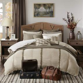 img 4 attached to 🛏️ Madison Park Signature Chateau King Size Comforter Set - Taupe, Soutache Cord Embroidery - 9 Piece Bed In A Bag