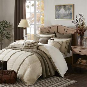 img 3 attached to 🛏️ Madison Park Signature Chateau King Size Comforter Set - Taupe, Soutache Cord Embroidery - 9 Piece Bed In A Bag